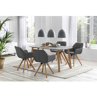 TISCHGRUPPE 180/90/76 cm   - Naturfarben/Grau, MODERN, Holz/Textil (180/90/76cm) - MID.YOU