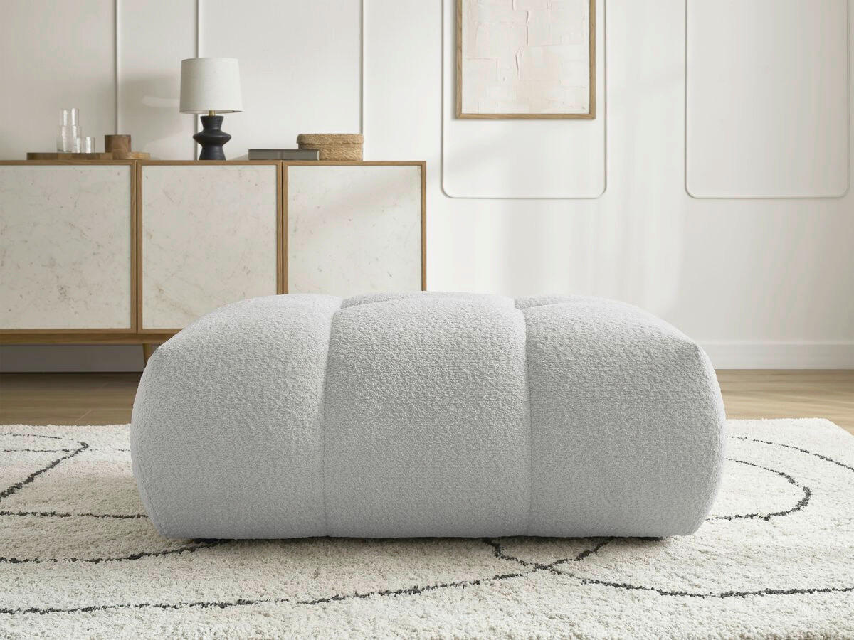 HOCKER FUJI  Bouclé Hellgrau  - Hellgrau/Schwarz, MODERN, Kunststoff/Textil (112/44/80cm)