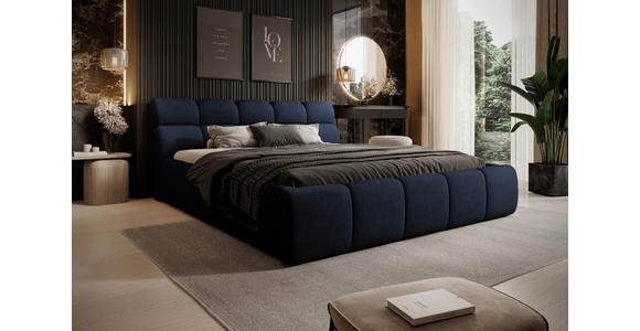 POLSTERBETT 140/200 cm,  in Dunkelblau,  - Schwarz/Dunkelblau, Design, Kunststoff/Textil (140/200cm) - Esposa