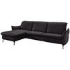 ECKSOFA in Lederlook (vegan) Schwarz  - Schwarz/Nickelfarben, Modern, Textil/Metall (179/233cm) - Livetastic
