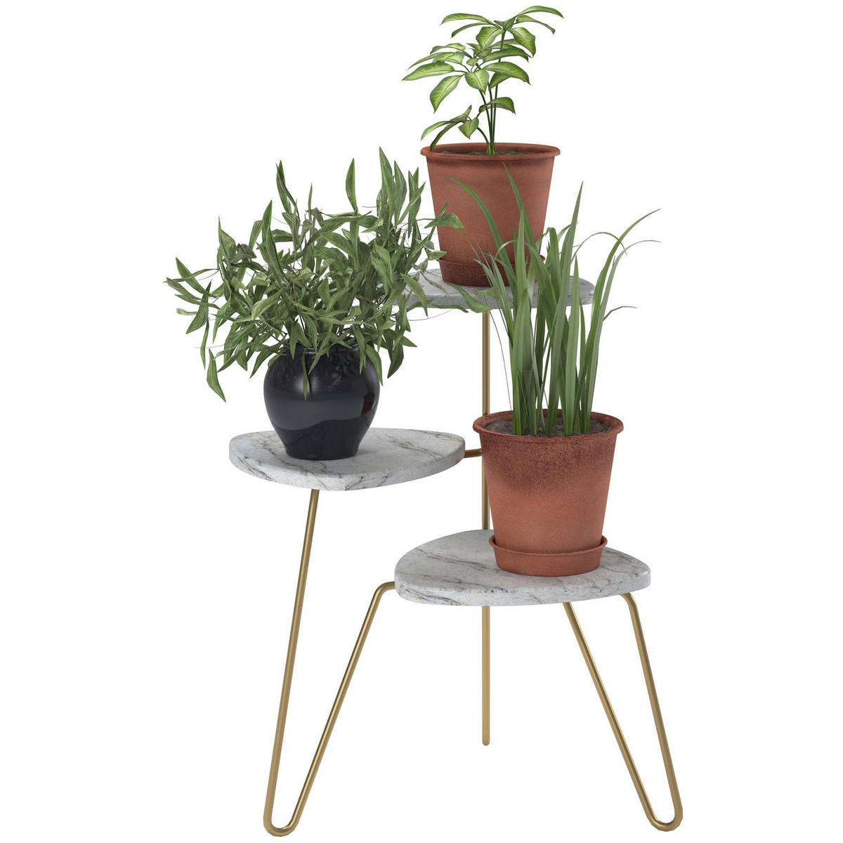 BLUMENSTÄNDER in Metall, Holzwerkstoff  - Weiß, Design, Holzwerkstoff/Metall (55/63/52cm) - MID.YOU