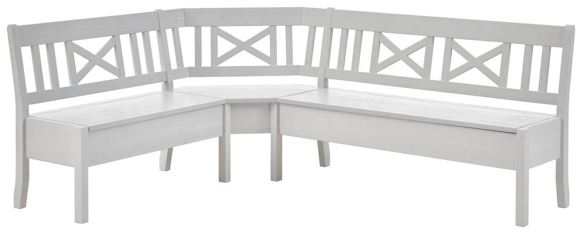 ECKBANK 213/170 cm Weiß Kiefer massiv   - Weiß, ROMANTIK / LANDHAUS, Holz (213/170cm) - Boxxx