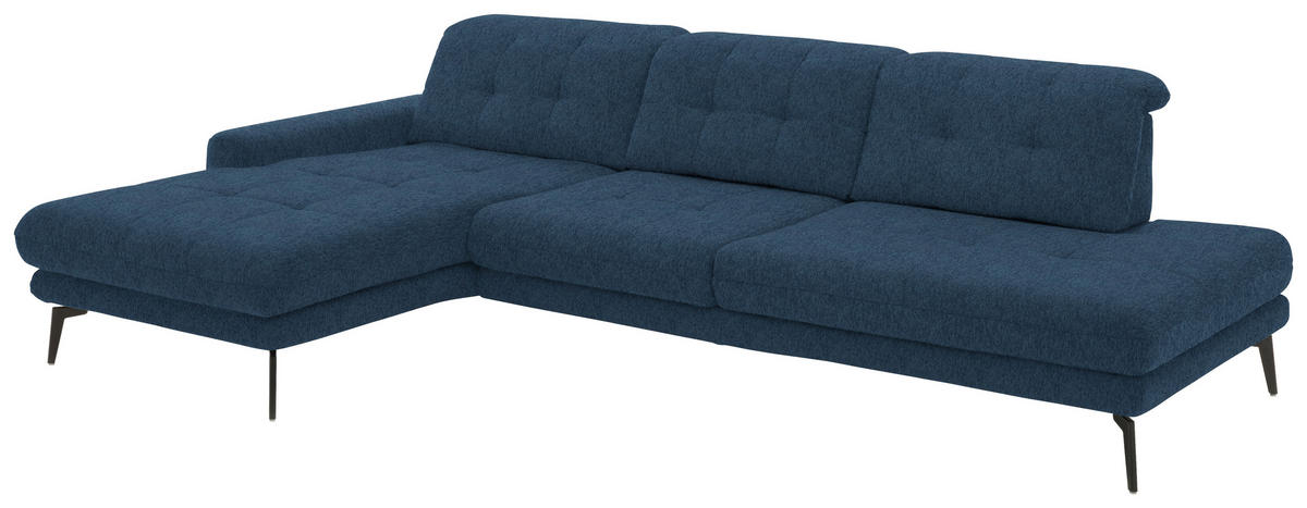 ECKSOFA in Flachgewebe Blau  - Blau/Schwarz, Design, Textil/Metall (190/309cm) - Beldomo Style