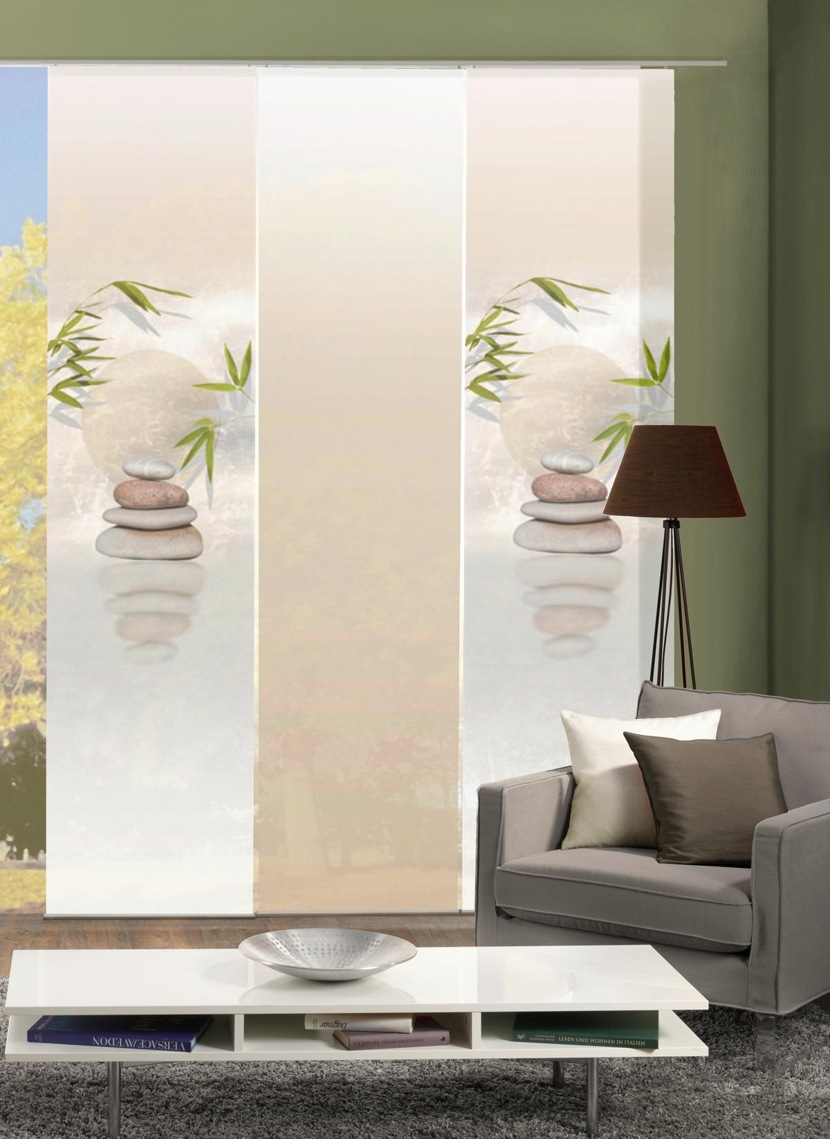 FLÄCHENVORHANG 3ER SET in Naturfarben halbtransparent  - Naturfarben, Design, Textil (60/245cm) - Schmidt W. Gmbh
