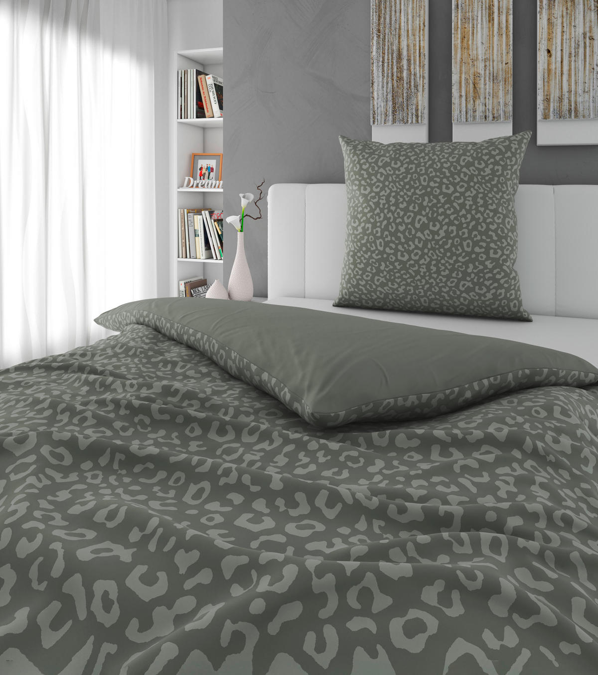 Bettwäsche 2er Set Samt, Flachgewebe 155/220 cm  - Salbeigrün, Design, Textil (155/220cm) - Esposa