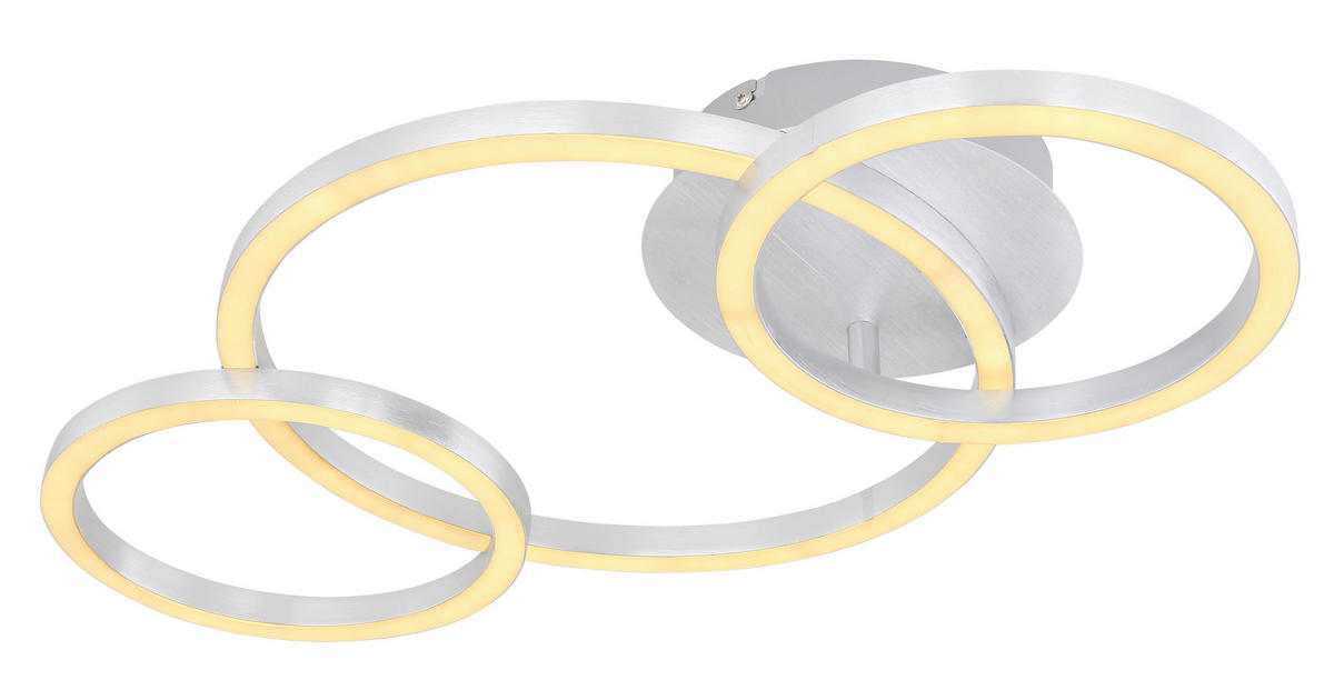 DECKENLEUCHTE 24 W    54,5/30/7,5 cm  - Weiss/Silberfarben, Trend, Kunststoff/Metall (54,5/30/7,5cm) - Globo