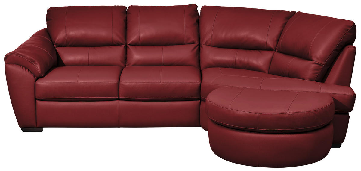ECKSOFA  in Kombination Echtleder/Lederlook Rot  273/194 cm  - Rot, KONVENTIONELL, Leder (273/194cm) - Livetastic