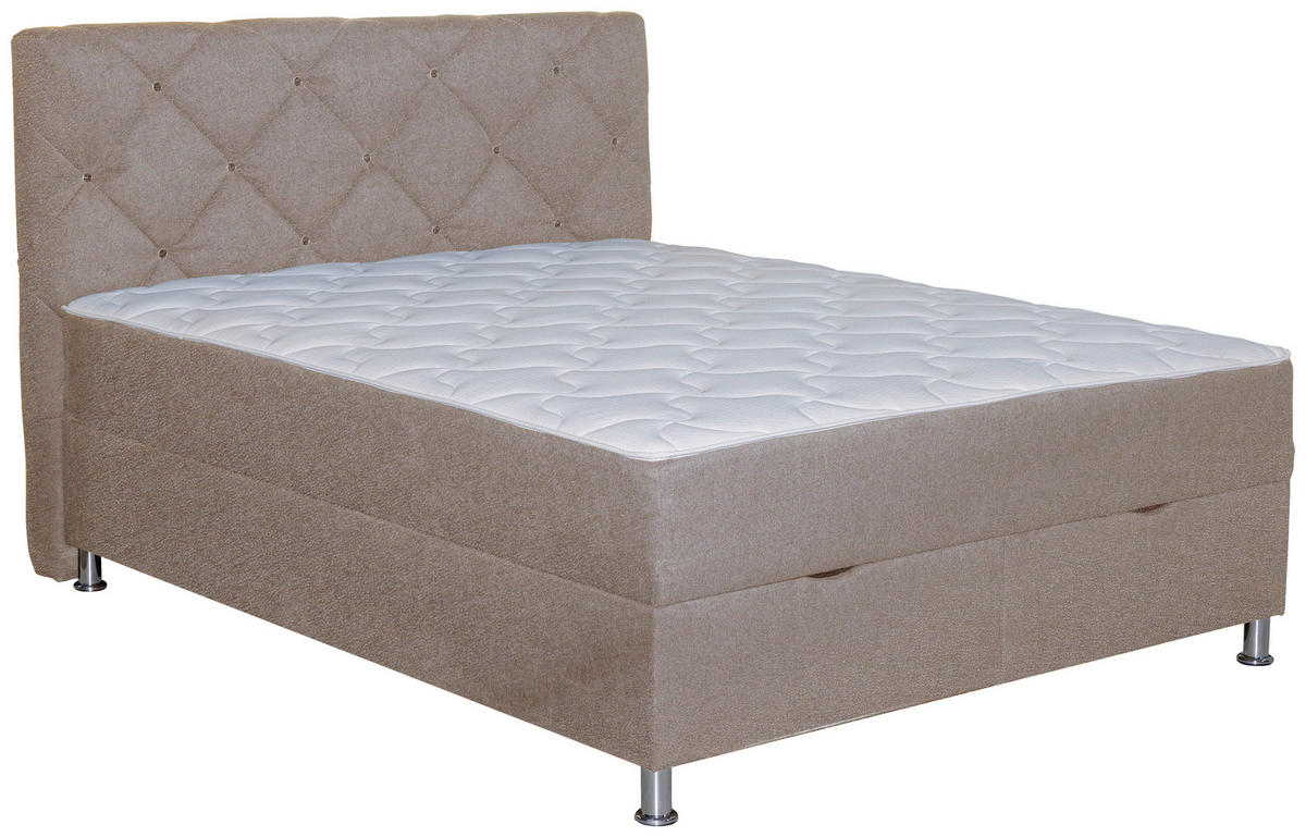 BOXBETT 180/200 cm  in Hellbraun  - Chromfarben/Hellbraun, Design, Kunststoff/Textil (180/200cm) - Boxxx