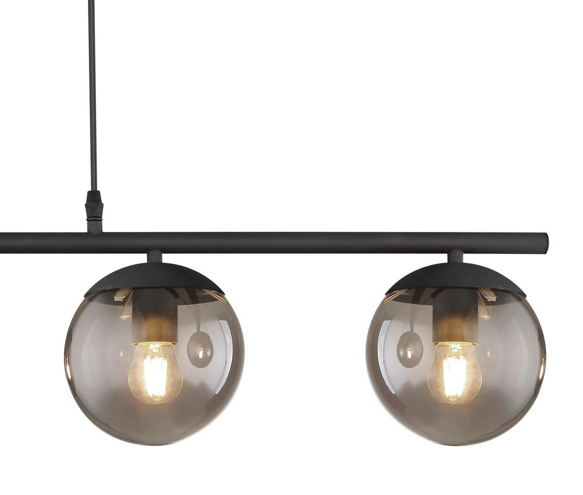 HÄNGELEUCHTE 90/15/120 cm  - Schwarz, Design, Glas/Metall (90/15/120cm) - Novel