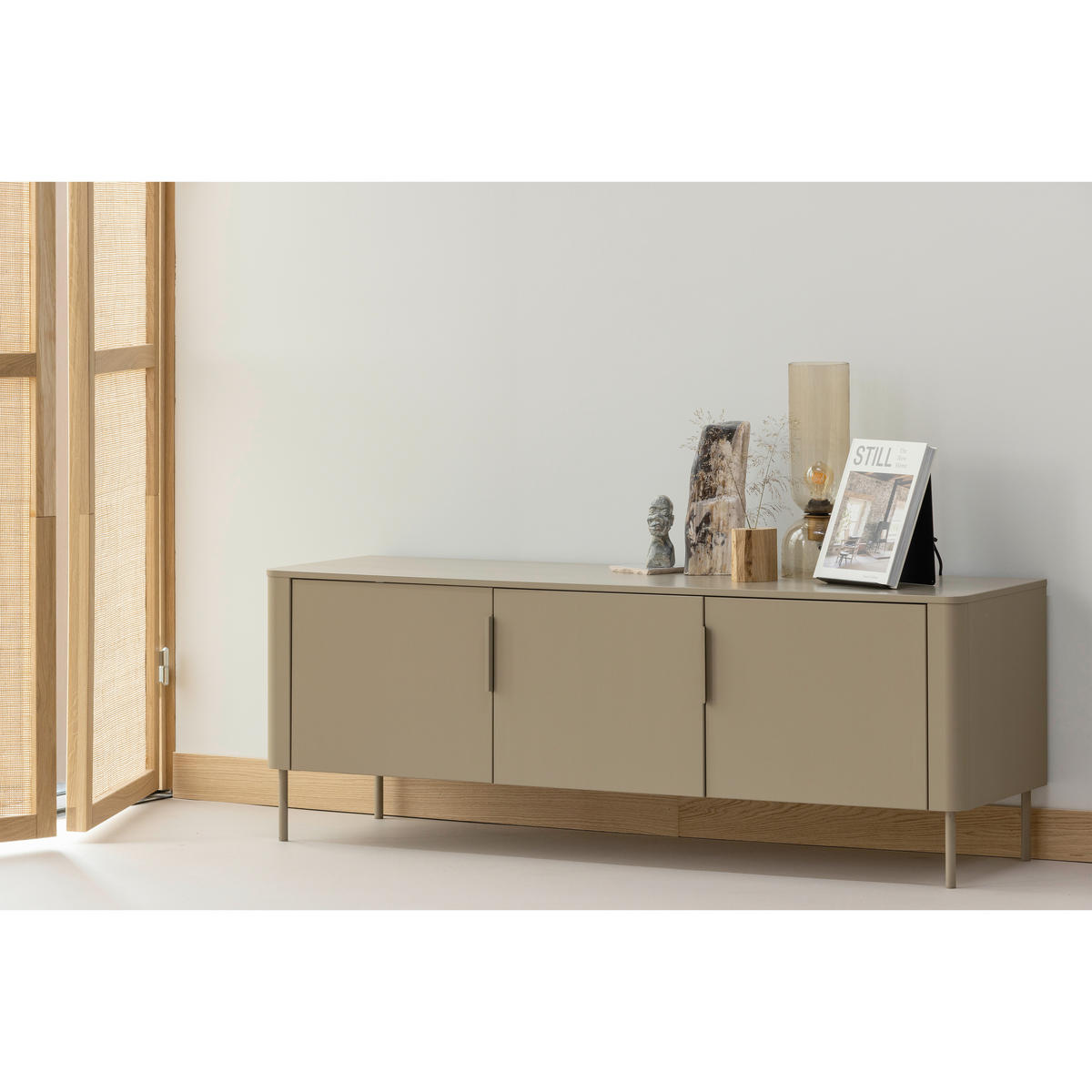 LOWBOARD Gunnar 154/56/44 cm  stehend, hängend  - Schlammfarben, Design, Holz/Metall (154/56/44cm) - Livetastic