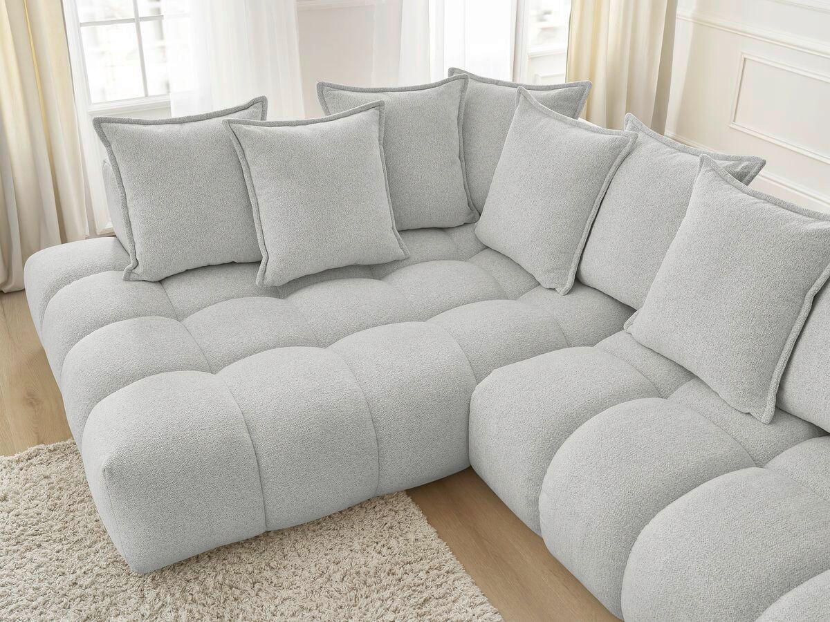 ECKSOFA Ottomane links  EVEREST Hellgrau Flachgewebe  - Hellgrau/Schwarz, MODERN, Kunststoff/Textil (210/352cm)