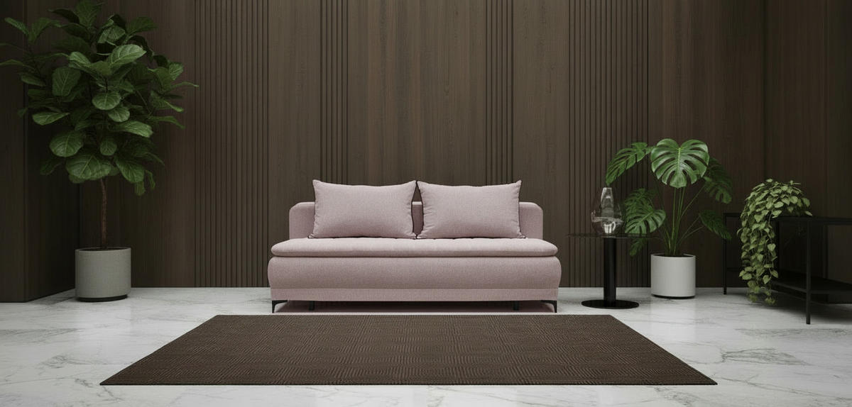 SCHLAFSOFA MOLISS in Flachgewebe Rosa  - Schwarz/Rosa, Basics, Textil/Metall (202/98/78cm) - Livetastic