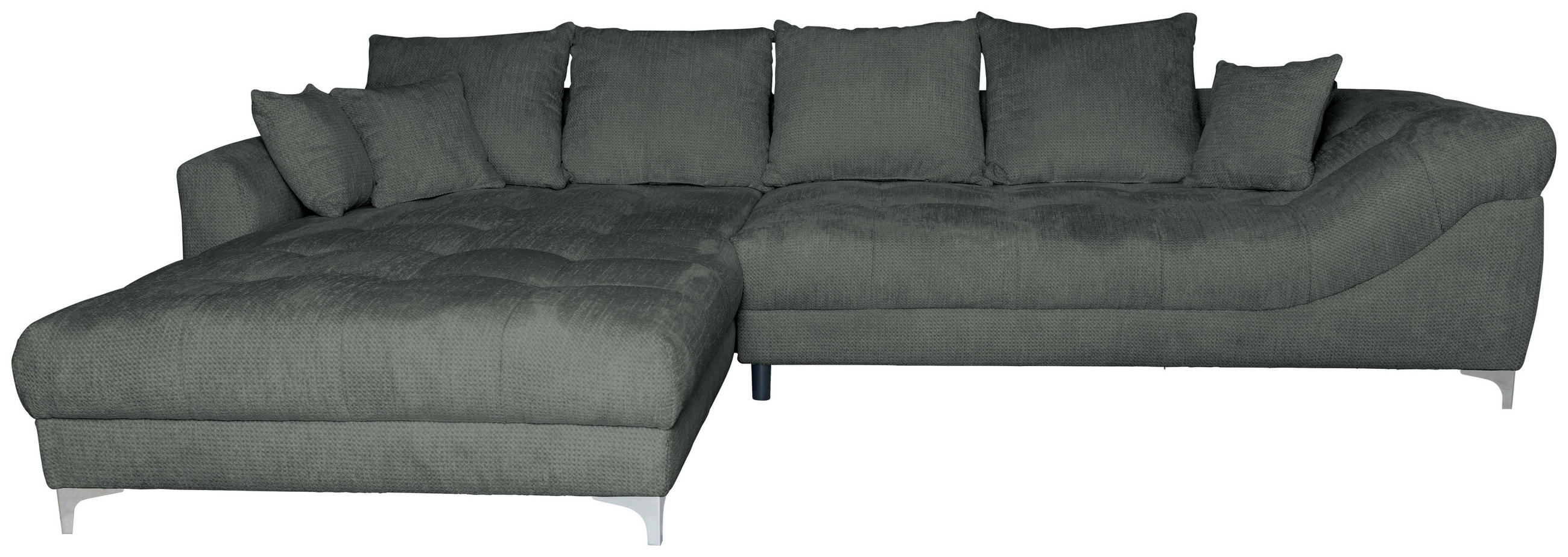 ECKSOFA Dunkelgrau Chenille  - Chromfarben/Dunkelgrau, KONVENTIONELL, Textil/Metall (227/329cm) - Carryhome