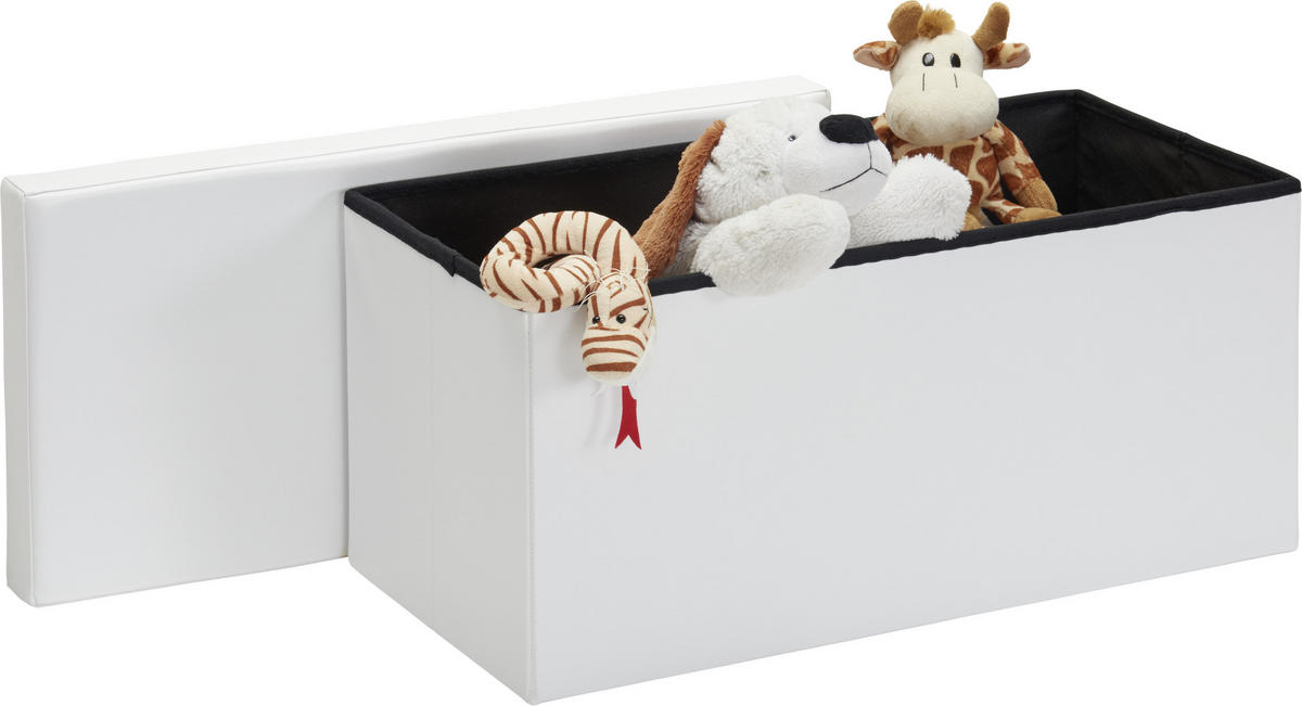 ÚLOŽNÝ BOX NA SEDENIE, textil, kompozitné drevo, 76/38/38 cm - biela, Design, kompozitné drevo/textil (76/38/38cm) - Carryhome