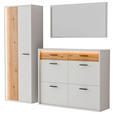 GARDEROBE 3-teilig  in 205/198/37 cm  - Eichefarben/Weiß, Design, Glas/Holzwerkstoff (205/198/37cm) - Xora