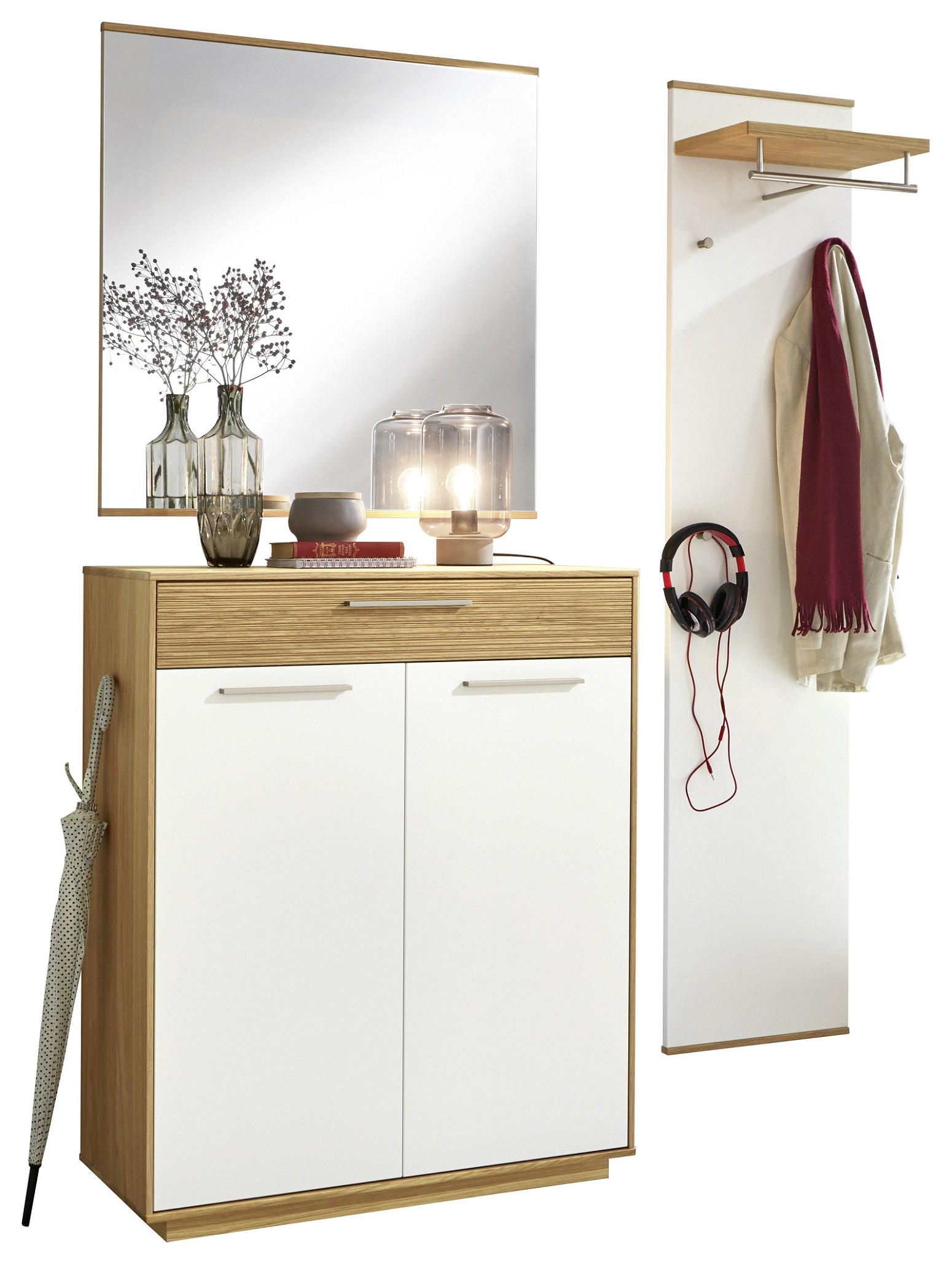 GARDEROBE Weiß, Eichefarben - Eichefarben/Weiß, Design, Holz (140/195/37cm)