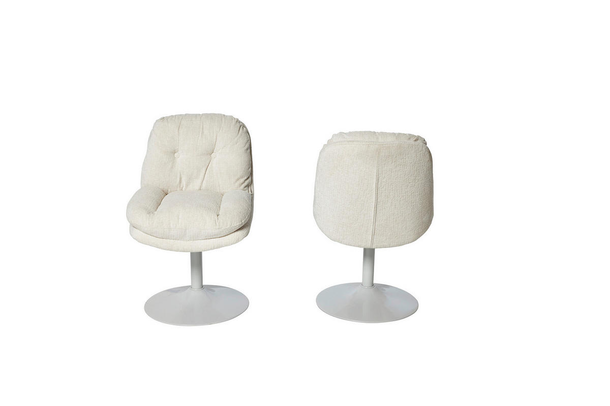 STUHL-SET 2 Stück  in Eisen Bouclé  - Weiß, MODERN, Holz/Textil (50,5/80/62cm) - MID.YOU