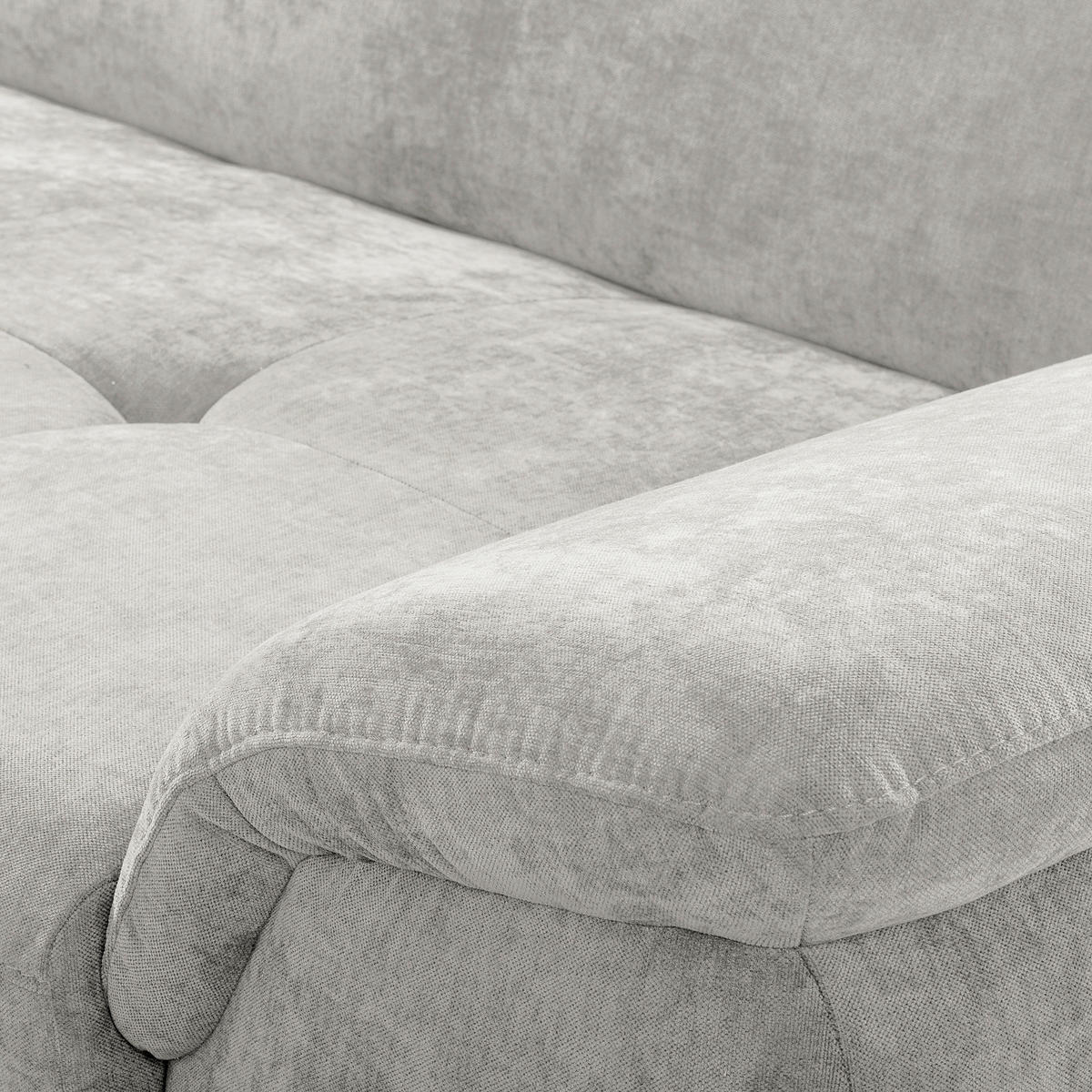 ECKSOFA PRADO Grau Webstoff Bettkasten, Kopfteilverstellung, Sitztiefenverstellung  - Schwarz/Grau, Design, Textil/Metall (195/268cm) - Livetastic