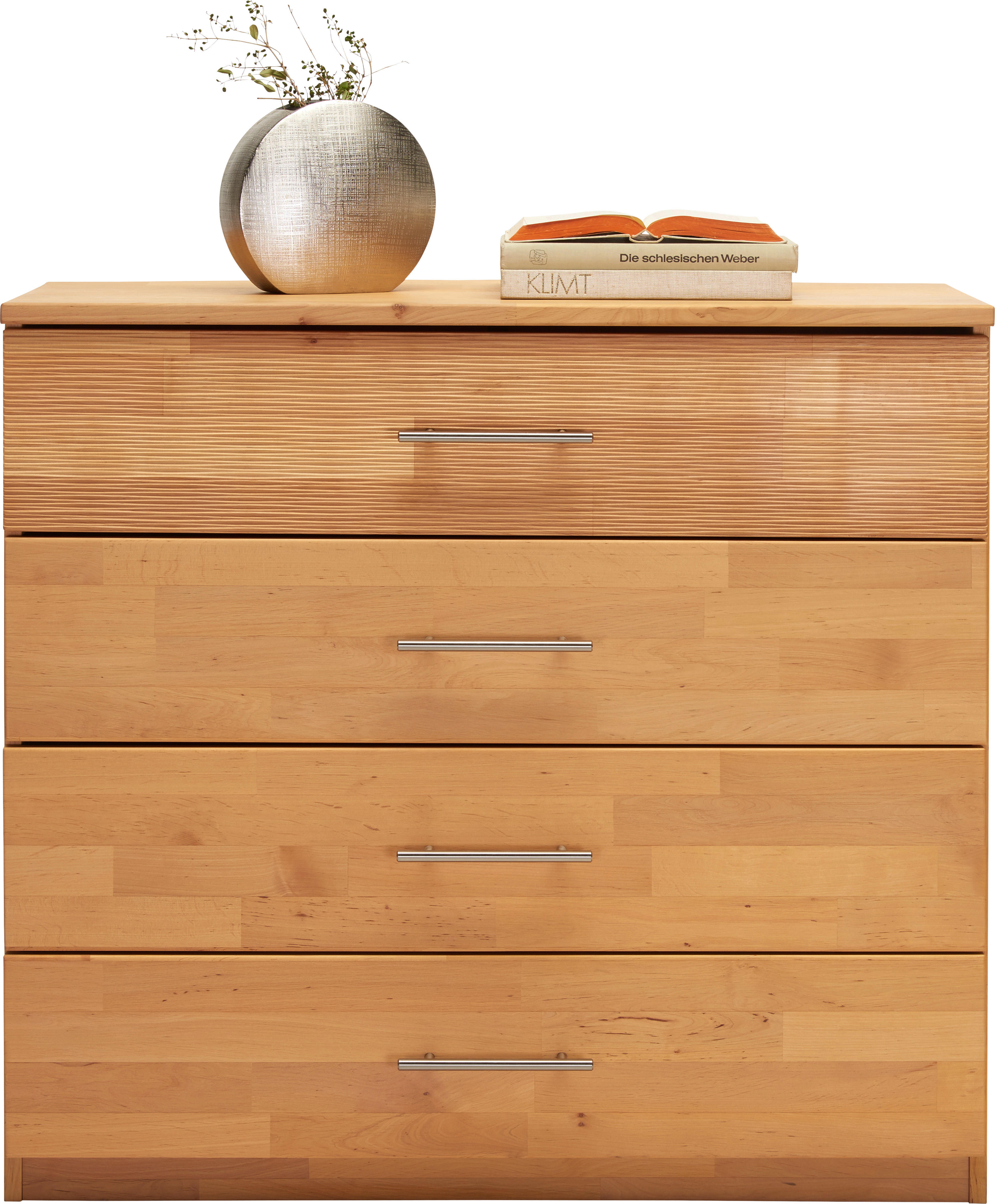 KOMMODE 96/90/42 cm  in Erlefarben  - Chromfarben/Erlefarben, Natur, Holz/Metall (96/90/42cm) - Linea Natura