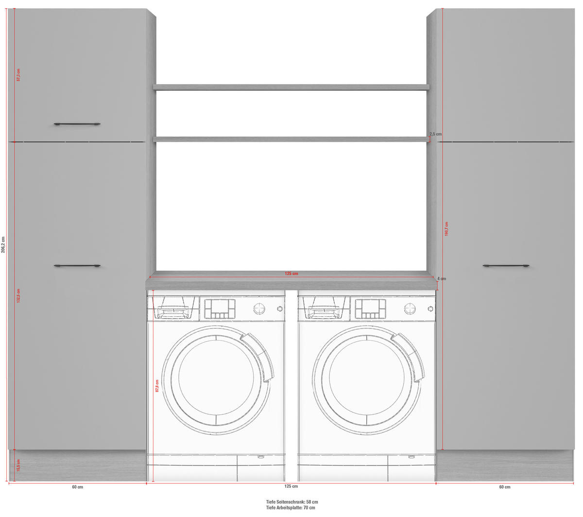 HAUSWIRTSCHAFTSRAUM  in Eichefarben, Salbeigrün  - Eichefarben/Salbeigrün, Basics, Holzwerkstoff (245cm) - Impuls