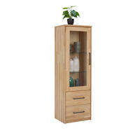 VITRINE  in massiv Buche Buchefarben - Anthrazit/Buchefarben, Natur, Glas/Holz (50/160/42cm) - Linea Natura