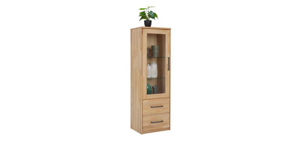 VITRINE  in massiv Buche Buchefarben - Anthrazit/Buchefarben, Natur, Glas/Holz (50/160/42cm) - Linea Natura