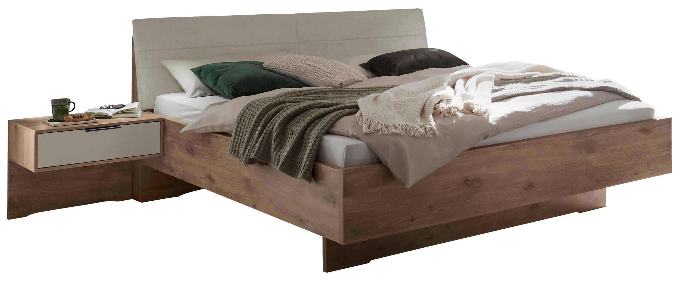 BETTANLAGE 180/200 cm  in Eichefarben, Champagner  - Champagner/Eichefarben, MODERN, Holzwerkstoff/Textil (180/200cm) - Venda