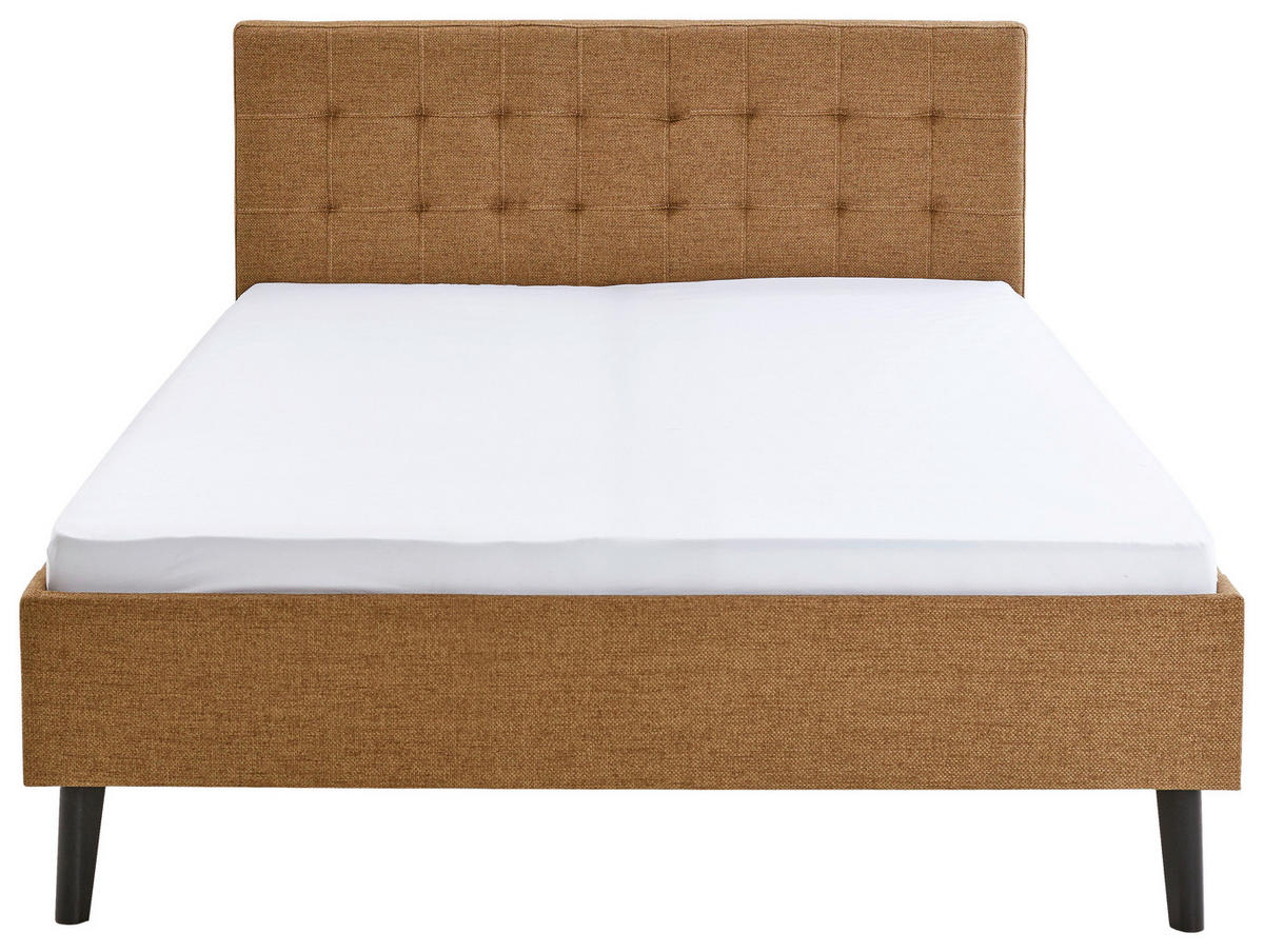 POLSTERBETT Bernsteinfarben 140/200 cm  - Bernsteinfarben/Schwarz, Basics, Holz/Textil (140/200cm) - Boxxx