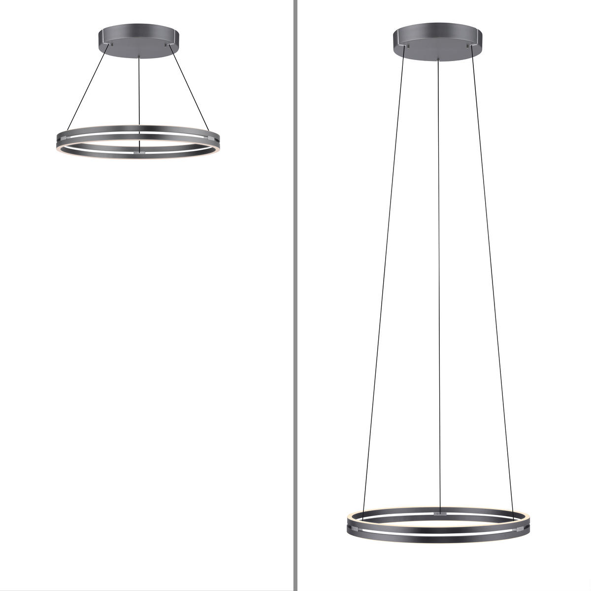 LED-HÄNGELEUCHTE Pure-Loop 70.1/70.1/40-350 cm  - Grau, Design, Kunststoff/Metall (70.1/70.1/40-350cm) - Neuhaus PURE