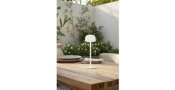 AKKU-TISCHLEUCHTE Las Vegas 7,6/24 cm  - Transparent/Weiß, Design, Kunststoff/Metall (7,6/24cm) - Novel