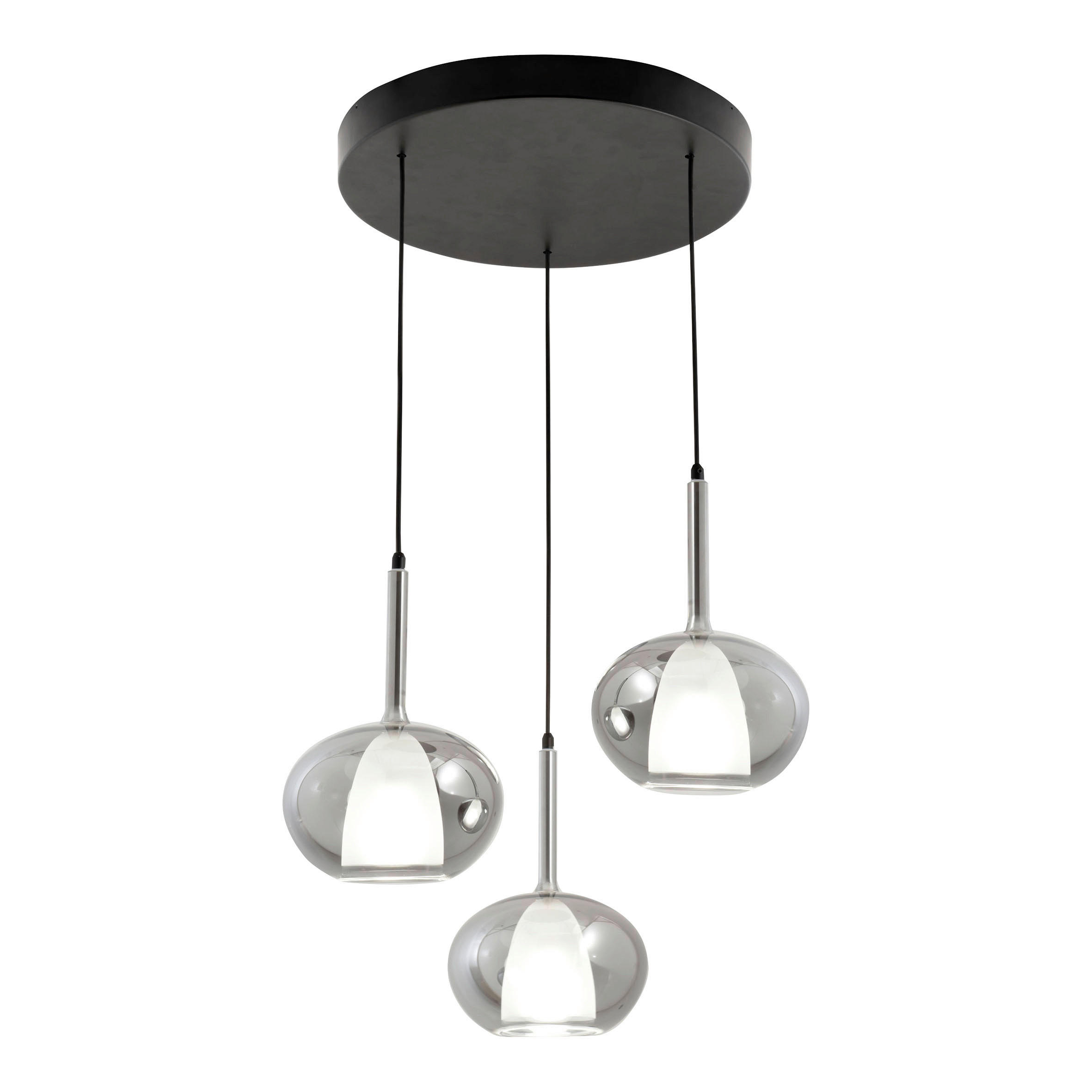 PENDELLEUCHTE Edolo 45/200 cm   - Schwarz/Grau, Design, Glas/Metall (45/200cm) - Fabas Luce