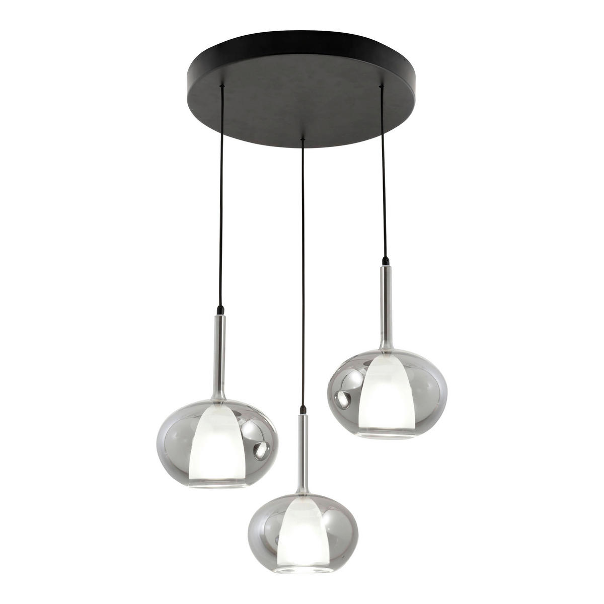 PENDELLEUCHTE Edolo 45/200 cm   - Schwarz/Grau, Design, Glas/Metall (45/200cm) - Fabas Luce