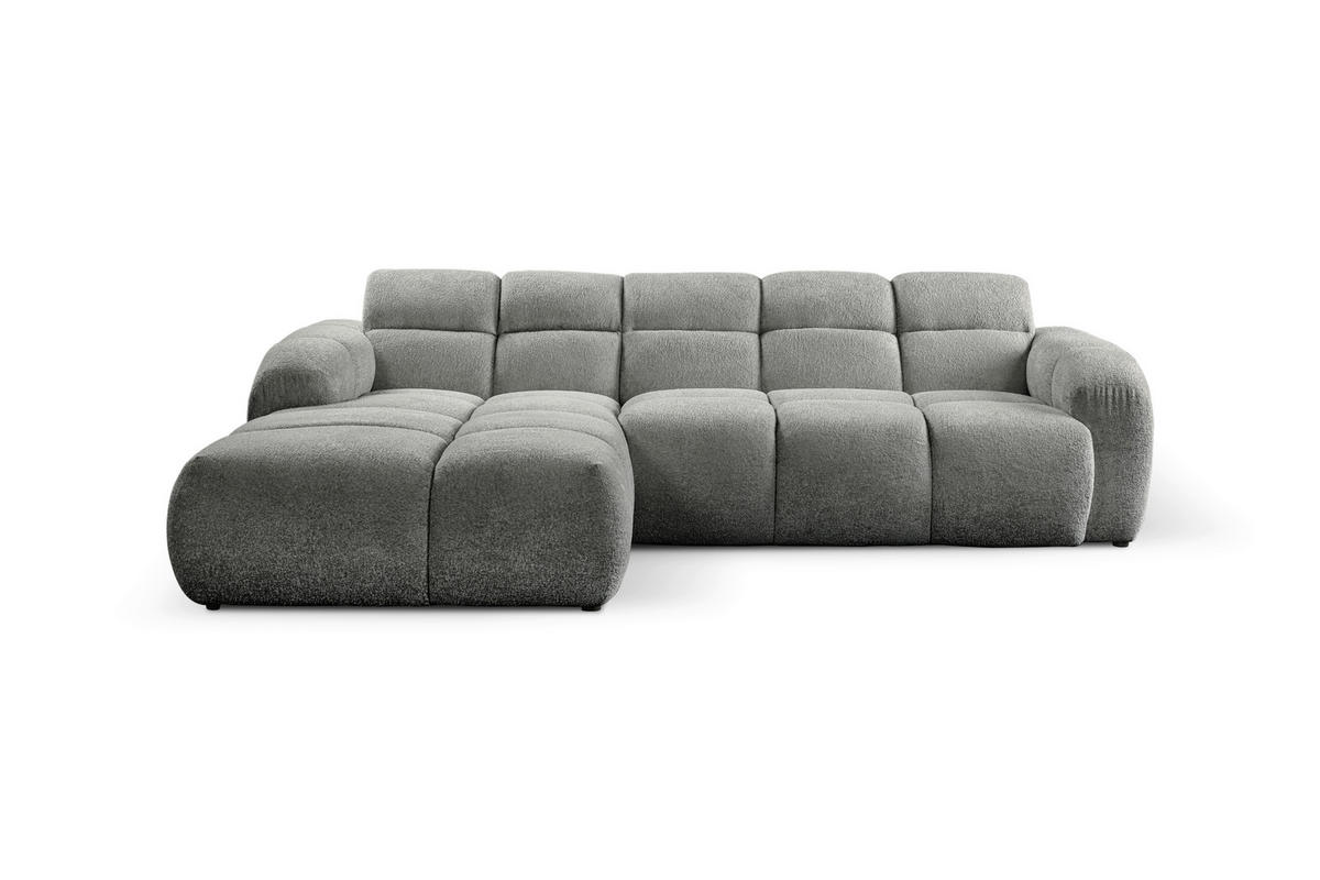 ECKSOFA links montierbar  VENTO Grau Struktur  - Schwarz/Grau, Design, Holz/Textil (175/255cm) - MID.YOU