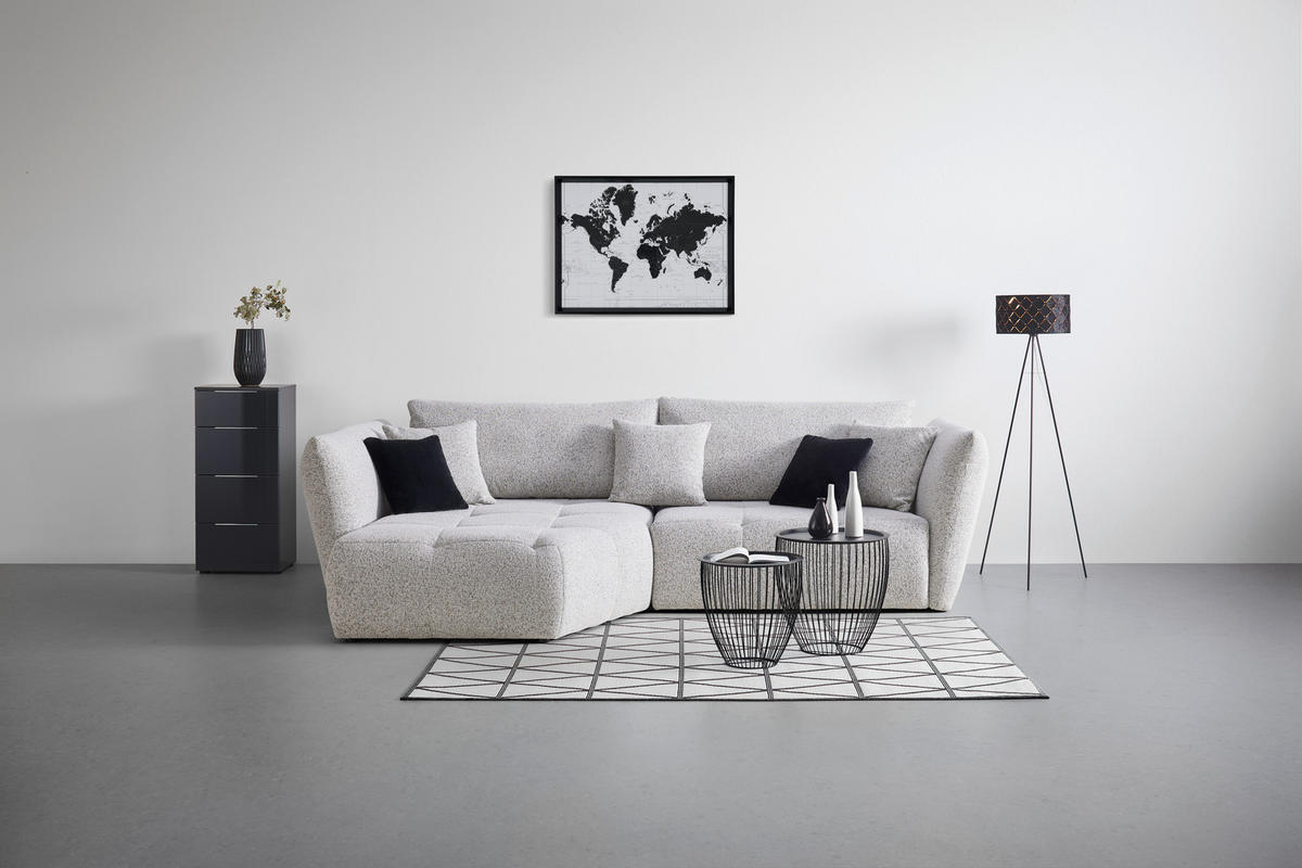 ECKSOFA Struktur Beige  - Beige/Schwarz, Modern, Textil (193/85-105/300cm) - Livetastic