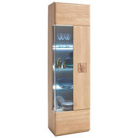 VITRINE in massiv Eiche Eichefarben  - Edelstahlfarben/Eichefarben, Design, Glas/Holz (60/208/38cm) - Livetastic