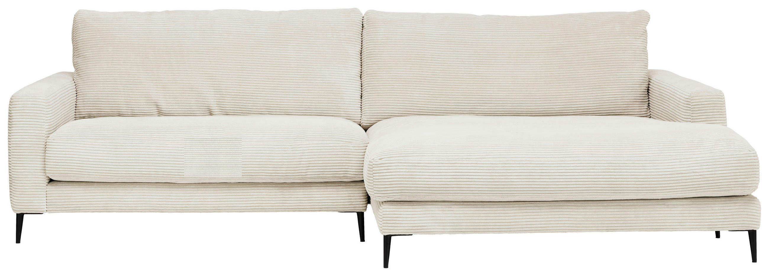 ECKSOFA in Cord Weiß  - Schwarz/Weiß, Design, Textil/Metall (272/190cm) - Lomoco