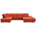 WOHNLANDSCHAFT in Mikrofaser Orange  - Chromfarben/Orange, Design, Kunststoff/Textil (211/350/204cm) - Xora