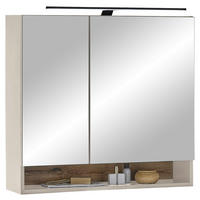 SPIEGELSCHRANK 80/75/22 cm  - Kaschmir, KONVENTIONELL, Glas/Holzwerkstoff (80/75/22cm) - home24