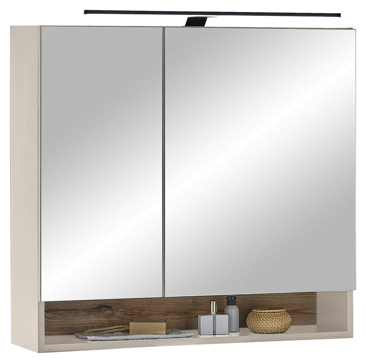 SPIEGELSCHRANK 80/75/22 cm  - Kaschmir, KONVENTIONELL, Glas/Holzwerkstoff (80/75/22cm) - home24