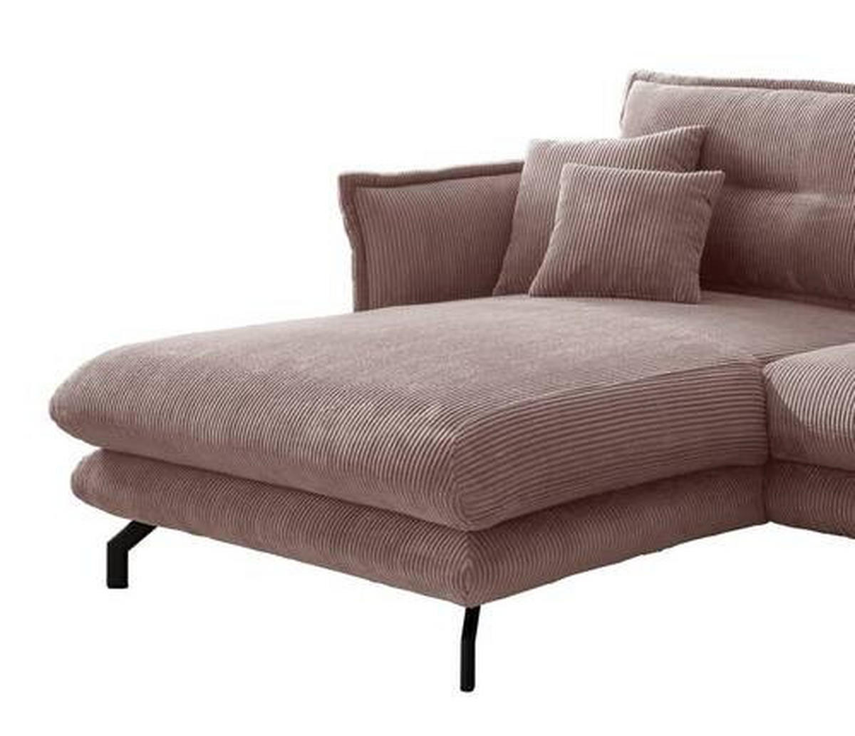 ECKSOFA Rosa Cord  - Schwarz/Rosa, MODERN, Textil/Metall (180/255cm) - Livetastic