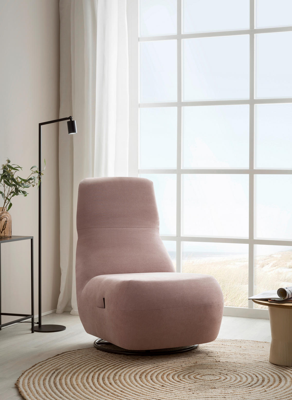 SESSEL in Mikrofaser Rosa  - Schwarz/Rosa, Design, Textil/Metall (68/67/88cm) - MID.YOU