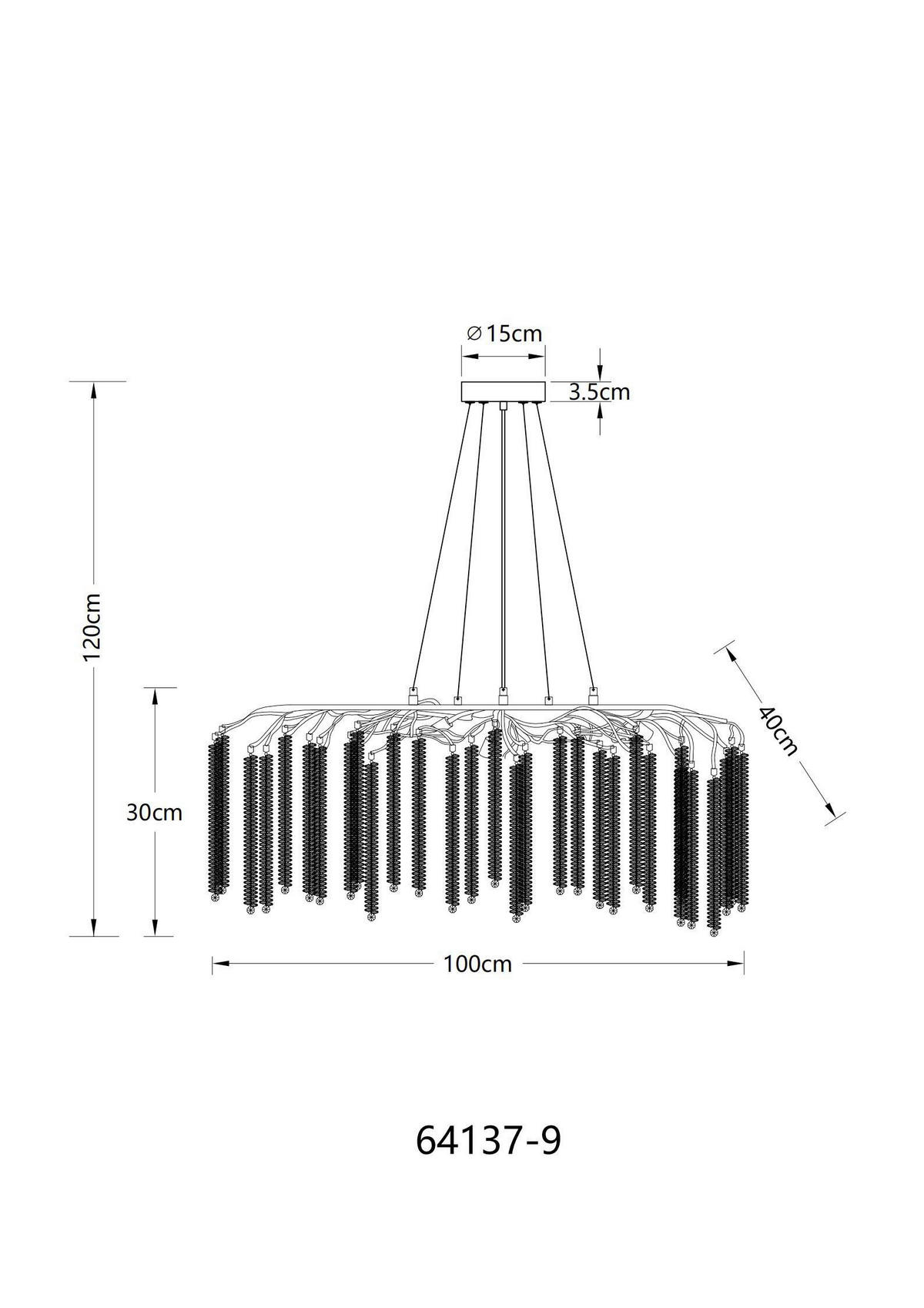 HÄNGELEUCHTE 100/40/120 cm  - Klar/Chromfarben, KONVENTIONELL, Kunststoff/Metall (100/40/120cm) - Globo