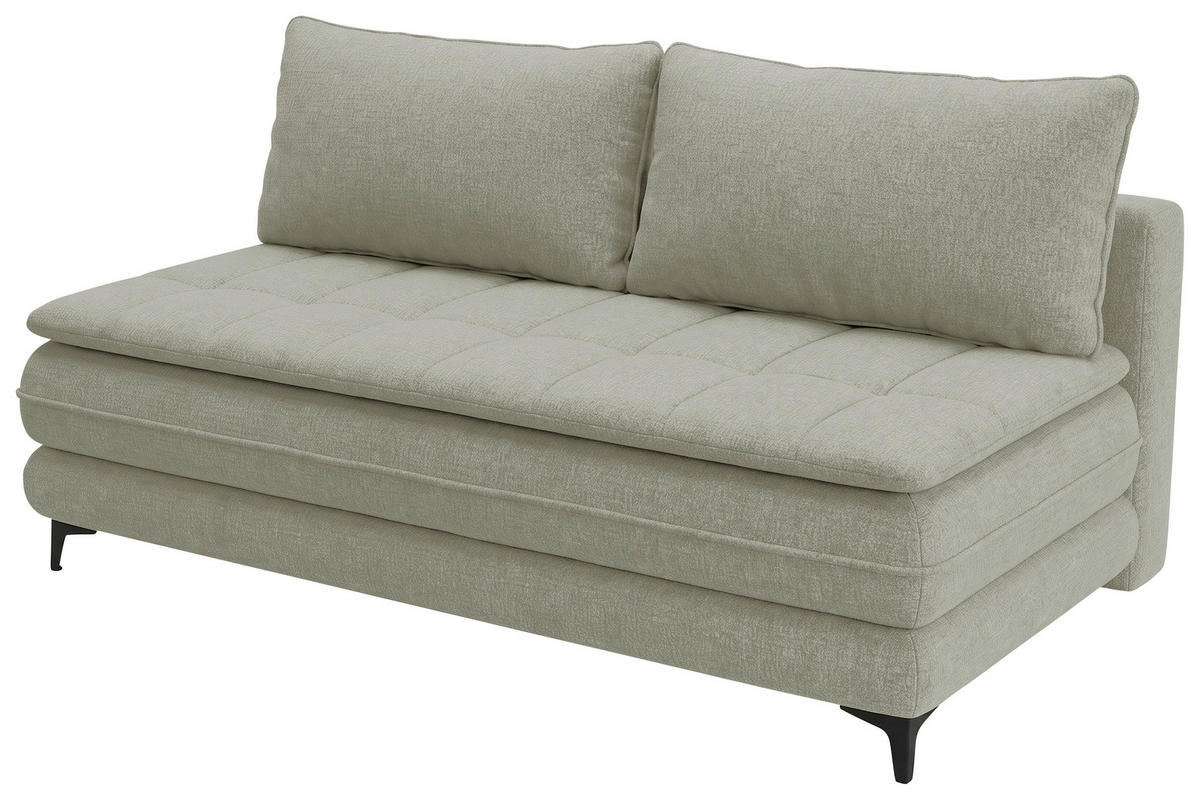 SCHLAFSOFA Chenille Hellgrau  inkl. Bettkasten, Schlaffunktion, Topper  - Hellgrau/Schwarz, Design, Textil/Metall (200/95/92cm) - Stylife