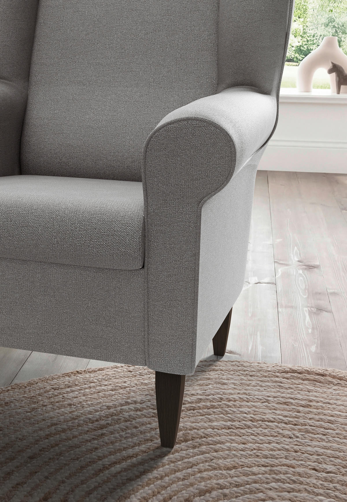 OHRENSESSEL ASINO Struktur Grau  - Wengefarben/Grau, KONVENTIONELL, Holz/Textil (80/102/86cm) - Livetastic
