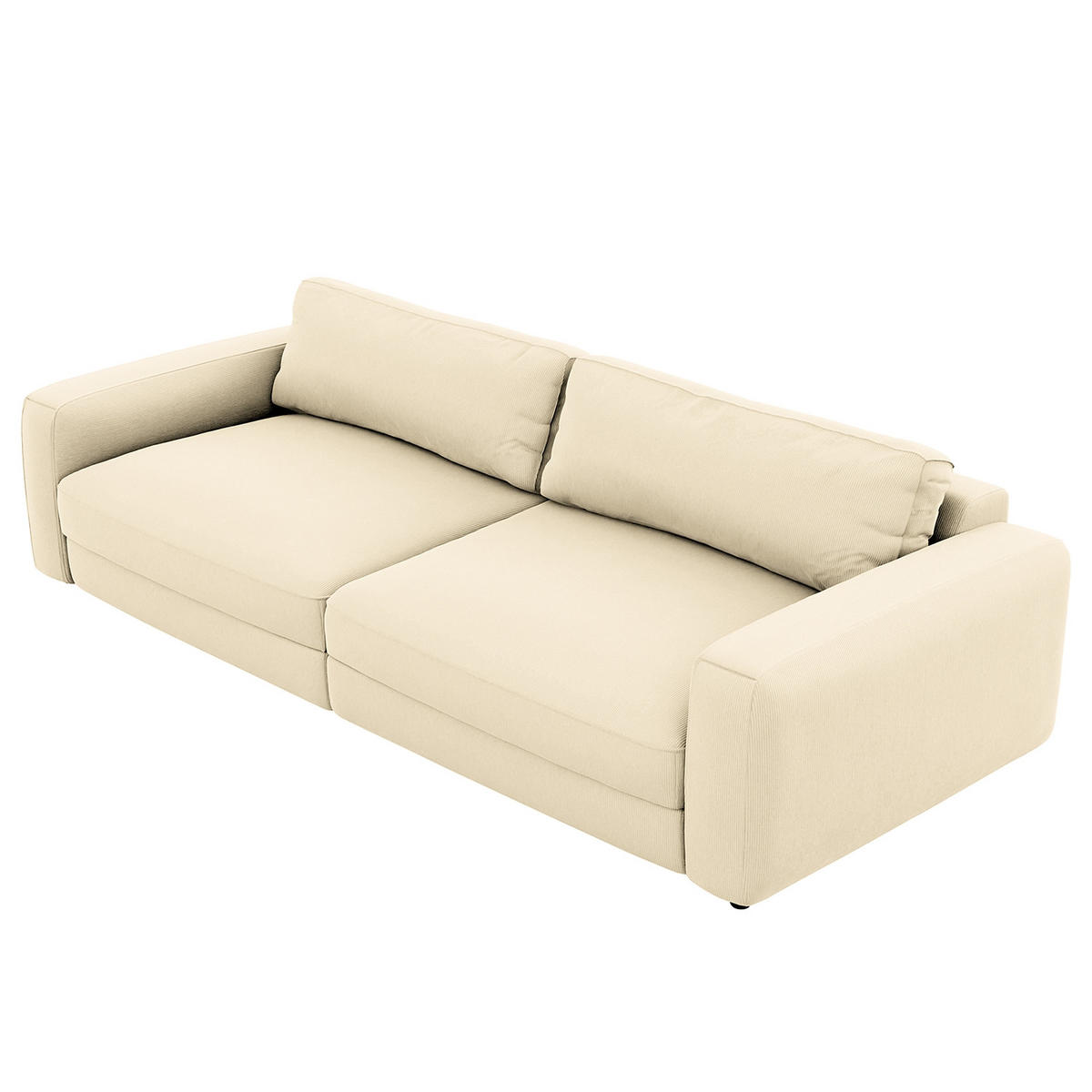 BIGSOFA in Cord Weiss  - Weiss/Schwarz, Modern, Kunststoff/Textil (264/84/125cm) - Trendmanufaktur