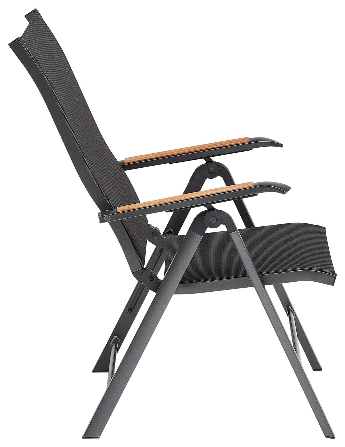 KLAPPSESSEL Netzbespannung Teakholz Hartholz Anthrazit  - Anthrazit/Naturfarben, Basics, Holz/Textil (50/110/65cm) - Kettler