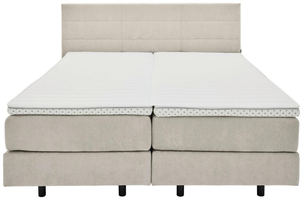 BOXSPRINGBETT 180/200 cm,  in Creme, gepolstertes Kopfteil, Matratzen, H3 + H4 = fest + sehr fest  - Creme/Schwarz, KONVENTIONELL, Holzwerkstoff/Kunststoff (180/200cm) - Musterring