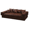 BIGSOFA Naomi Lederlook (vegan) Dunkelbraun  - Dunkelbraun/Schwarz, Design, Kunststoff/Textil (284/94/148cm) - Livetastic