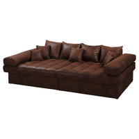 BIGSOFA Naomi Lederlook (vegan) Dunkelbraun  - Dunkelbraun/Schwarz, Design, Kunststoff/Textil (284/94/148cm) - Livetastic