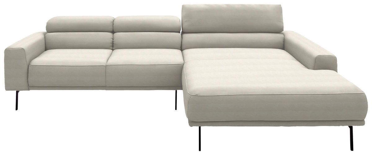 ECKSOFA  in Cord Naturfarben  293/215-217 cm  - Schwarz/Naturfarben, Design, Textil/Metall (293/215-217cm) - Schöner Wohnen